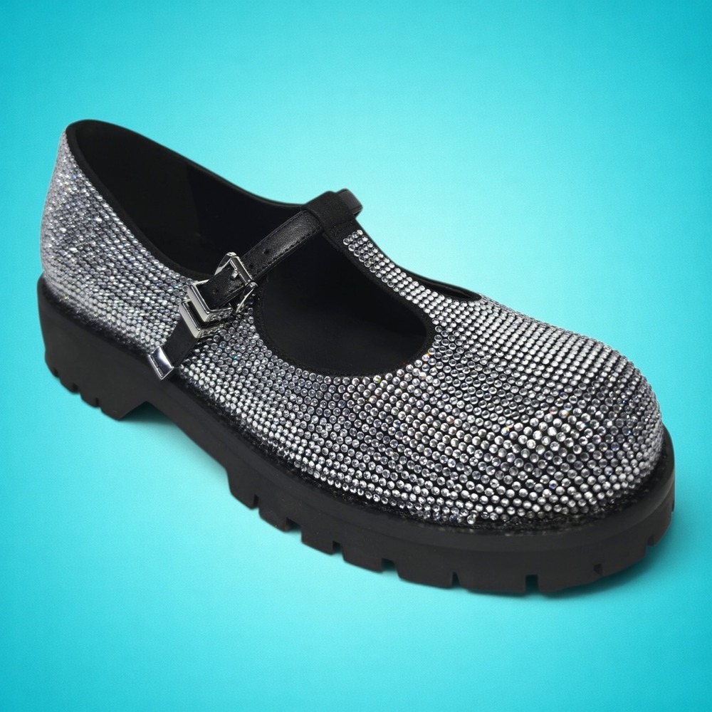 New Women's Michael Kors Darrington Mary Jane Rhinestone Black Loafers, Size 7M.